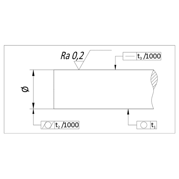 Вал прецизионный (нерж.) WRA60 L=150 см TECHNIX (чертёж)