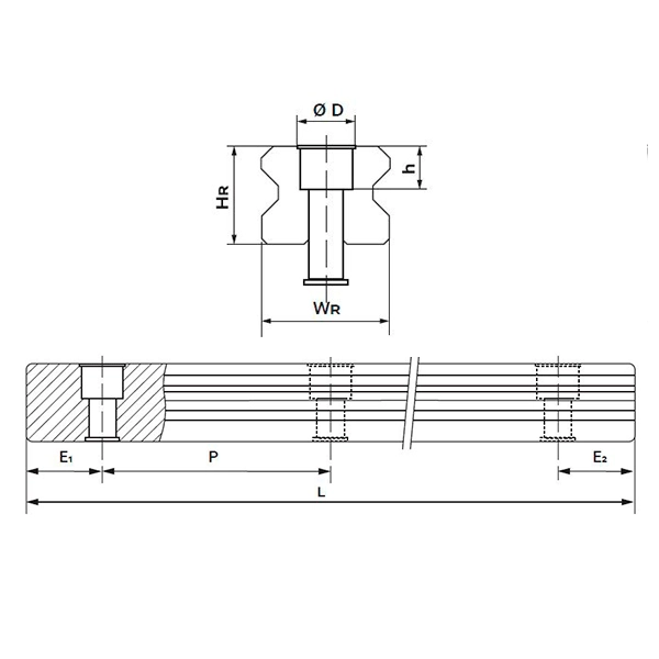 Направляющая RGR35RP L=252 см (роликовая) TECHNIX