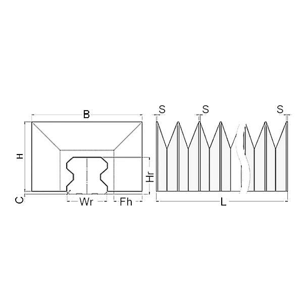 Гофрозащита TNX-R25-250 TECHNIX (чертёж)