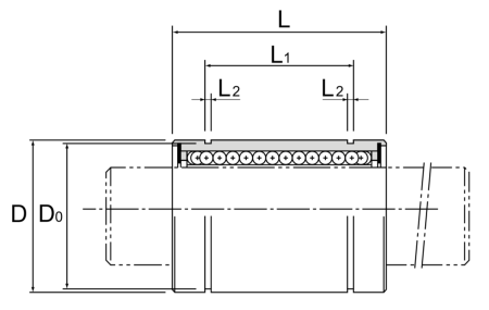 Линейный подшипник LM6-UU TECHNIX (чертёж)