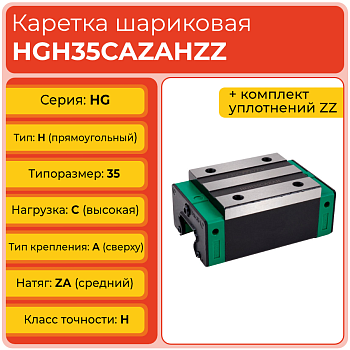 Линейная каретка HGH35CAZAHZZ (HCH35CAZAHZZ) шариковая высокой нагрузки TECHNIX Линейная каретка HGH35CAZAHZZ (HCH35CAZAHZZ) шариковая высокой нагрузки TECHNIX