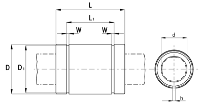 Линейный подшипник LME25-UU-AJ (KBS2558PP) TECHNIX (чертёж)