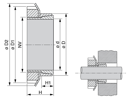 Зажимная втулка KLFC050 (PHF FX80-50x60) TECHNIX