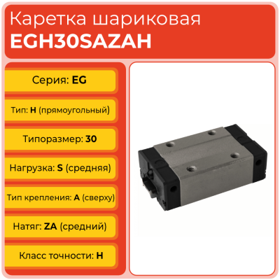 Линейная каретка EGH30SAZAH шариковая низкопрофильная TECHNIX