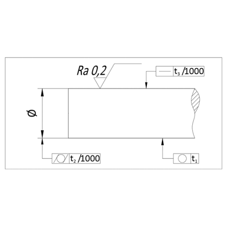 Вал прецизионный (нерж.) WRB12 L=350 см TECHNIX (чертёж)