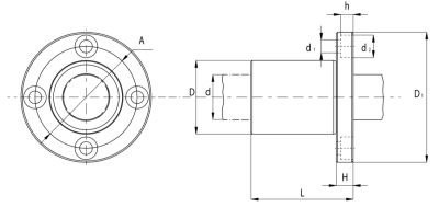 Линейный подшипник LMEF25-UU (KBF25PP) TECHNIX (чертёж)