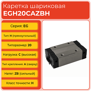 Линейная каретка EGH20CAZBH шариковая низкопрофильная TECHNIX