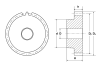 Зубчатая шестерня со ступицей, M=1, Z=60 PM26060 TECHNIX (чертёж)