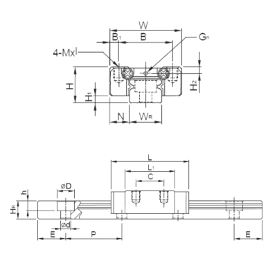 Каретка MGN12HZ0HM TECHNIX (чертёж)