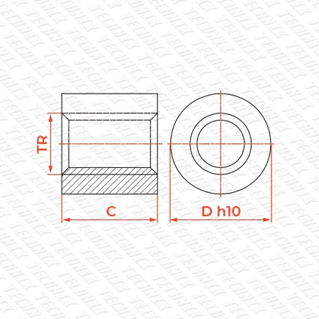 Гайка трапецеидальная сталь KSM 16-4-G (диаметр 16 мм, шаг 4 мм) левая резьба TECHNIX PRO