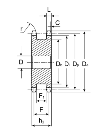 Звездочка двойная для однорядных цепей: 12B-1, Z=16, 3/4" x 7/16" DS11016 (PHS 12B-1DSA16) TECHNIX