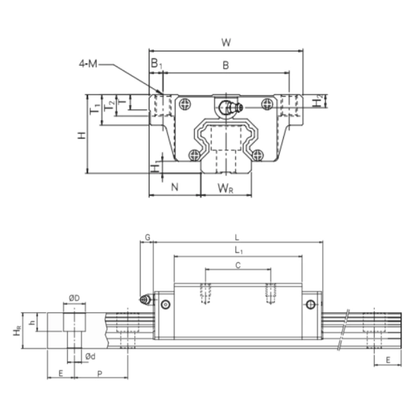Каретка HGW45HCZAH TECHNIX (чертёж)