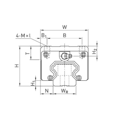 Каретка HGH20HAZAH (шариковая) TECHNIX (чертёж)