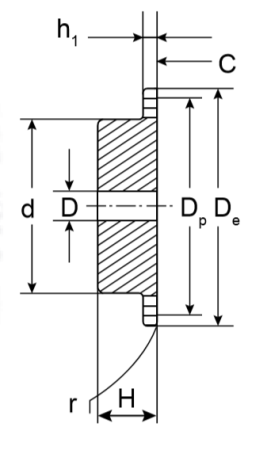 Звездочка со ступицей под расточку для цепи 08B-1, z=20, 1/2" x 5/16" PS09020 (PHS 08B-1B20) TECHNIX