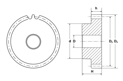 Зубчатая шестерня со ступицей, M=2, Z=59 PM28059 TECHNIX (чертёж)