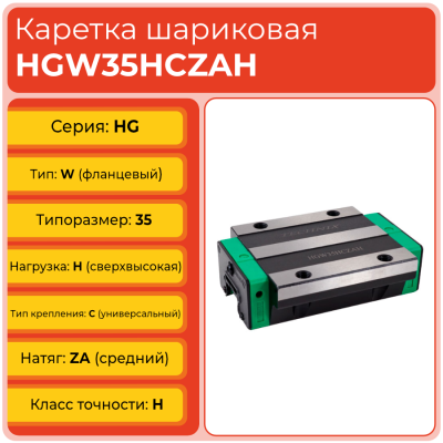 Линейная каретка HGW35HCZAH шариковая высокой нагрузки TECHNIX Линейная каретка HGW35HCZAH шариковая высокой нагрузки TECHNIX