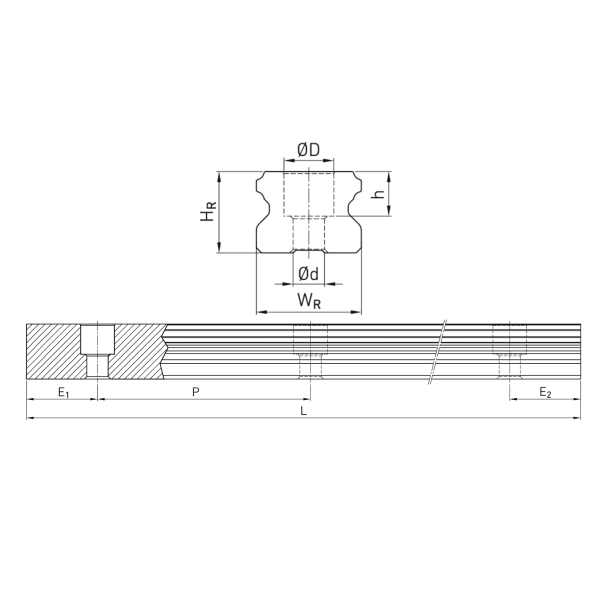 Направляющая EGR30RH (низкопрофильная) TECHNIX (чертёж)