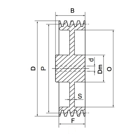 Шкив клиновой SPA 180 2 (PHP 2SPA180RSB) под расточку TECHNIX