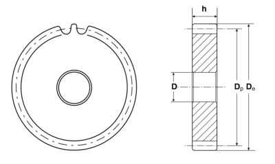 Зубчатая шестерня без ступицы, M=3, Z=127 CM30127 TECHNIX (чертёж)