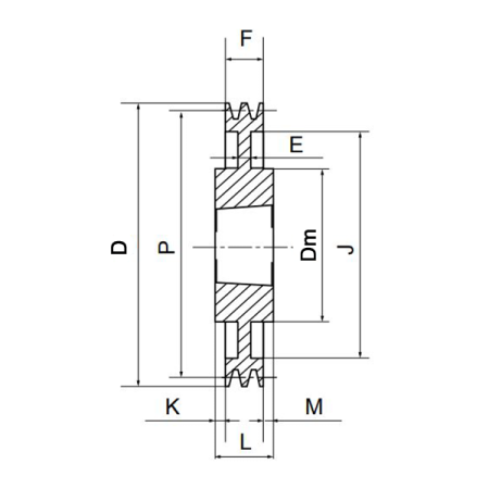 Шкив клиновой SPA 300 02 TB (PHP 2SPA300TB) под втулку тапербуш TECHNIX