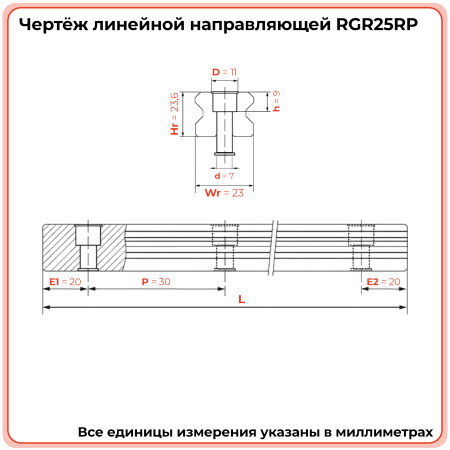 Направляющая RGR25RP (роликовая) TECHNIX