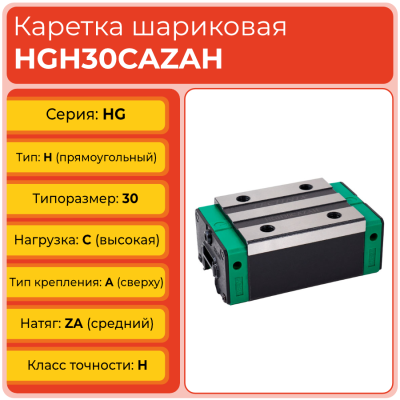 Линейная каретка HGH30CAZAH шариковая высокой нагрузки TECHNIX Линейная каретка HGH30CAZAH шариковая высокой нагрузки TECHNIX