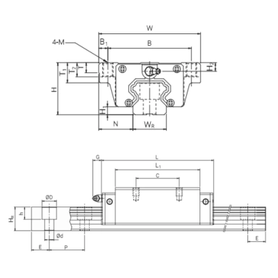 Каретка HGW35HCZAH TECHNIX (чертёж)