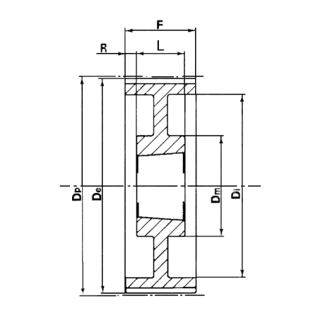 Шкив зубчатый с профилем HTD 144 8M 50 TB (PHP144 8M 50) под втулку тапербуш TECHNIX